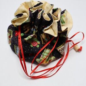 Handmade Drawstring Jewelry Pouch Sewing Kit Bag Mary Engelbreit Fabric Gift